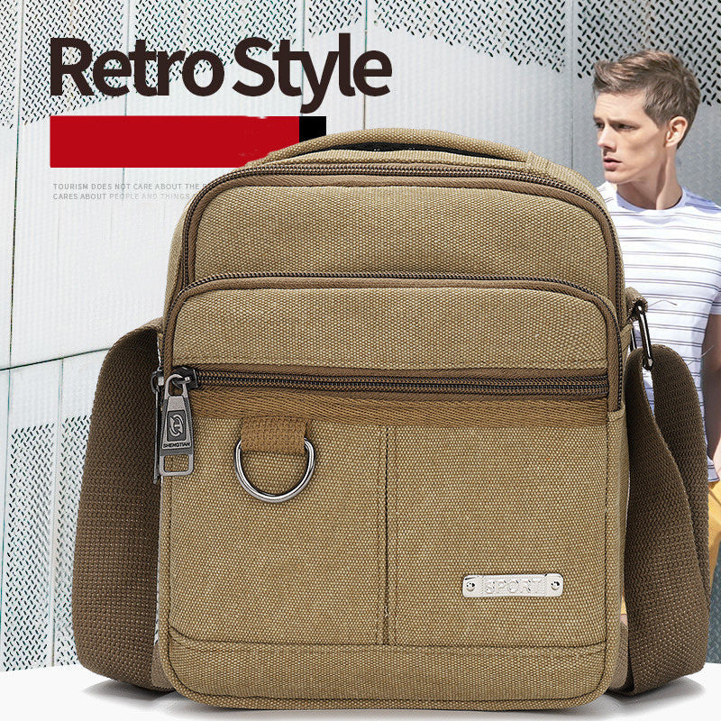 Casual Men's One-shoulder Messenger Multi-layer Canvas Bag