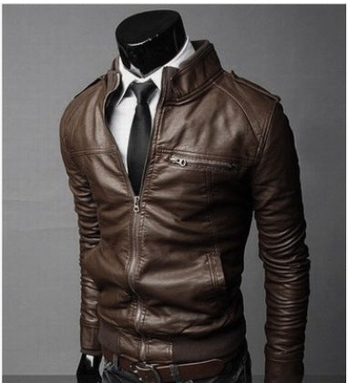 Jaqueta de couro masculina de couro estilo novo outono e inverno