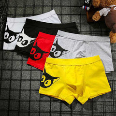 Boxers masculinos de algodão estampados com desenhos animados, modernos e confortáveis