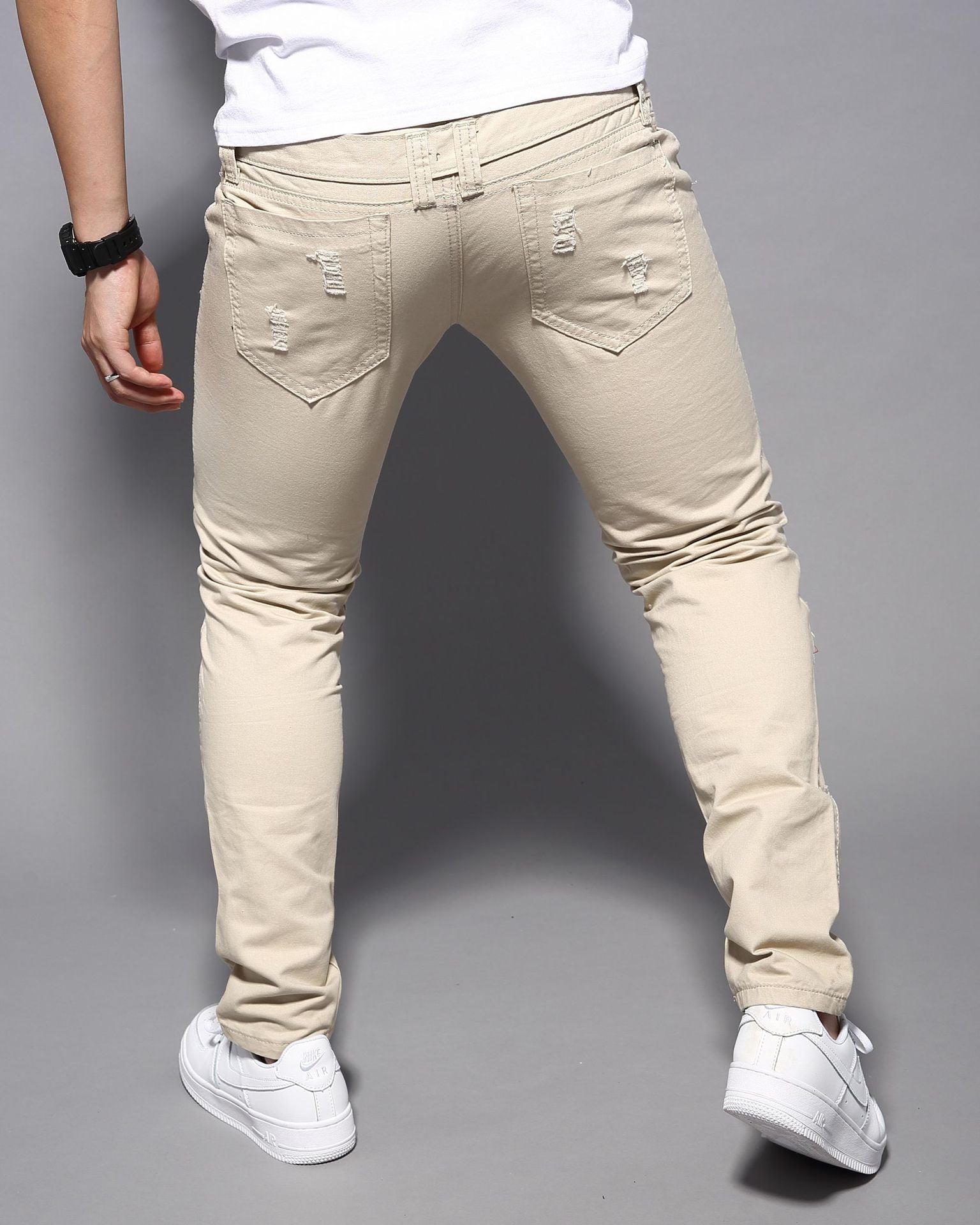 Pantalones cargo casuales con cintura doble y rotos