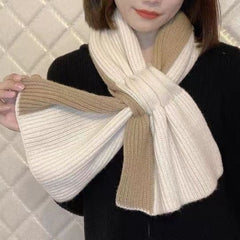 Autumn And Winter Cross Knitted Colorblock All-matching Warm Scarf