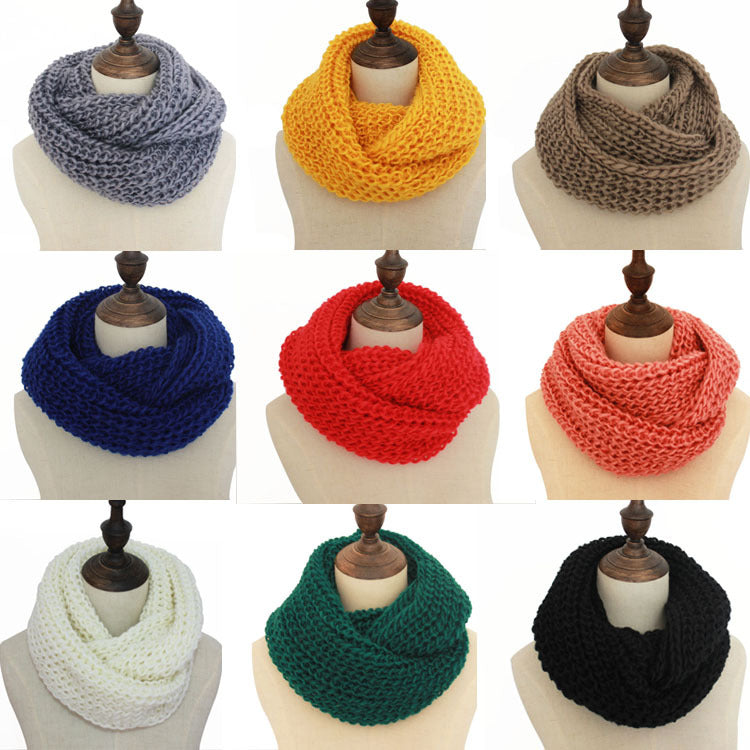 Autumn And Winter Solid Color Pullover Wool Knitted Scarf