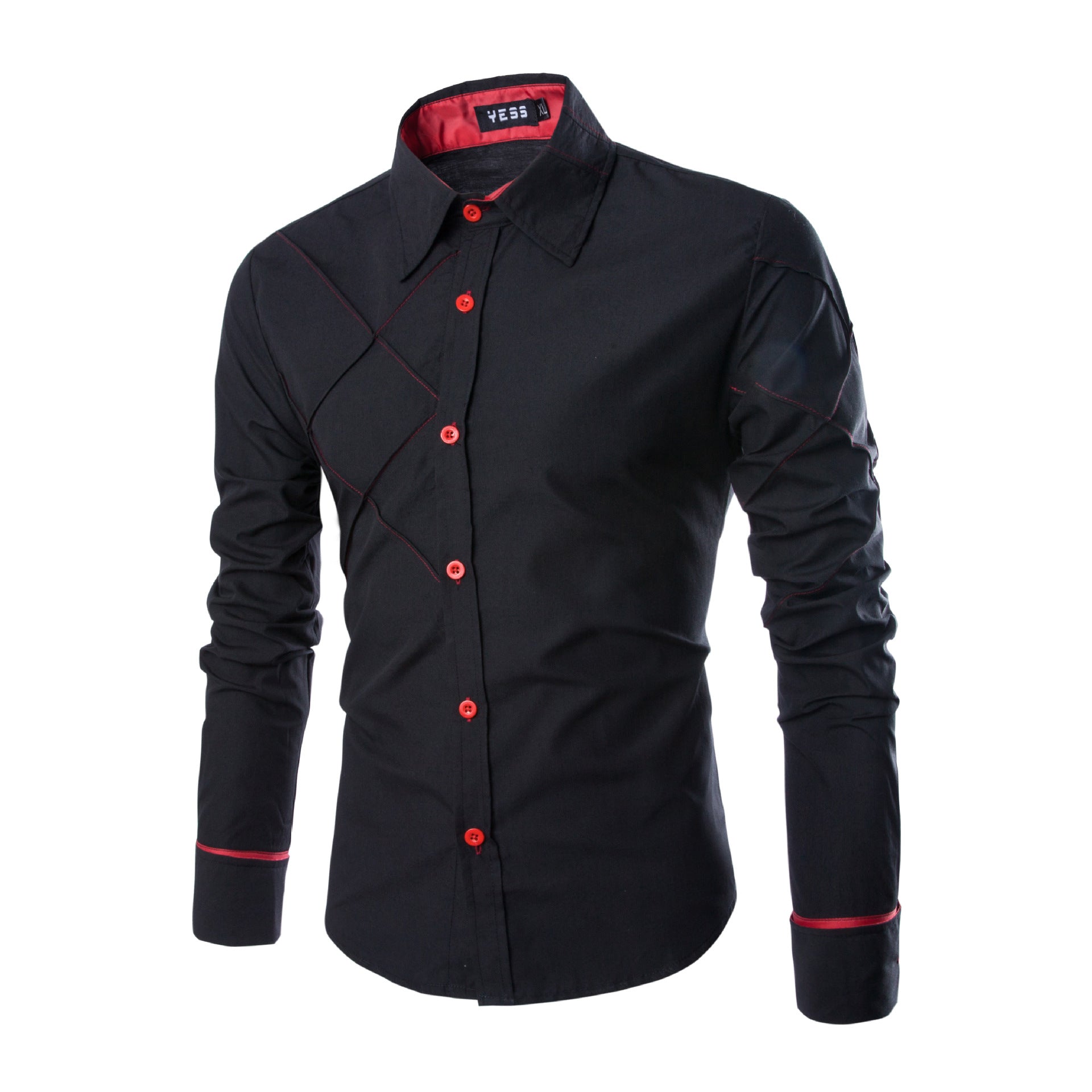 Nova camisa masculina de manga comprida camisa xadrez casual