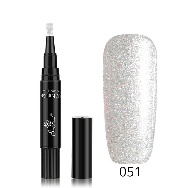 3 em 1 Gel Nail Verniz Caneta Glitter One Step Nail Art Gel Polonês Híbrido