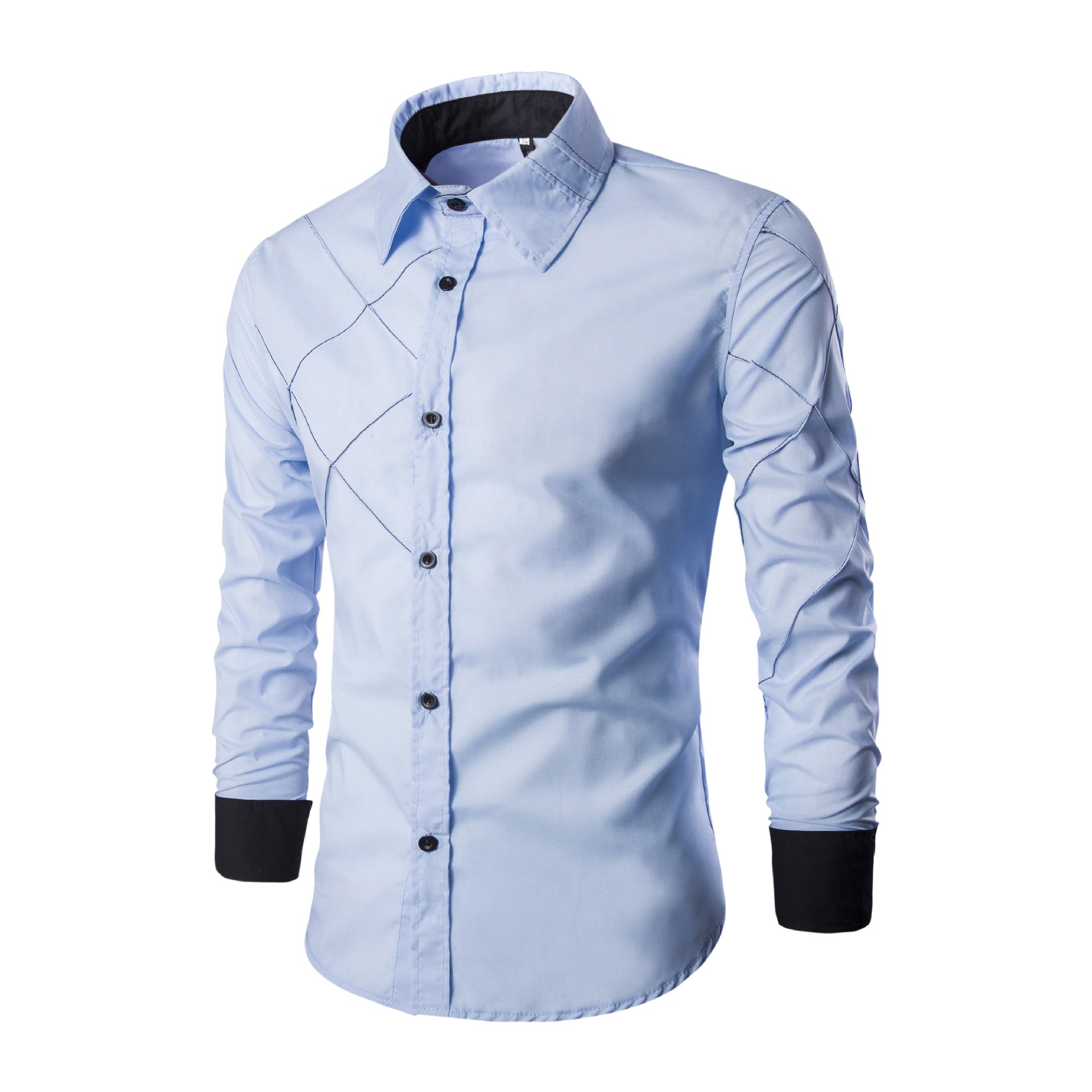 Nova camisa masculina de manga comprida camisa xadrez casual