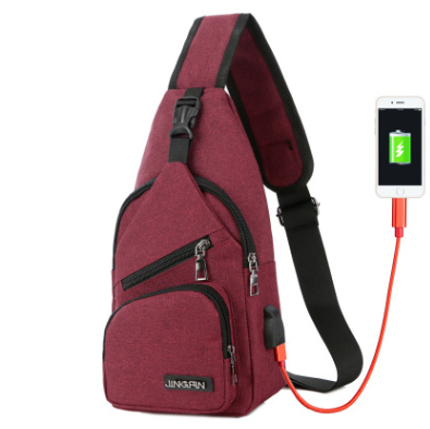 Nova bolsa de ombro masculina, bolsa esportiva de carregamento usb para homens, bolsa de peito para áreas externas, pacote diagonal 