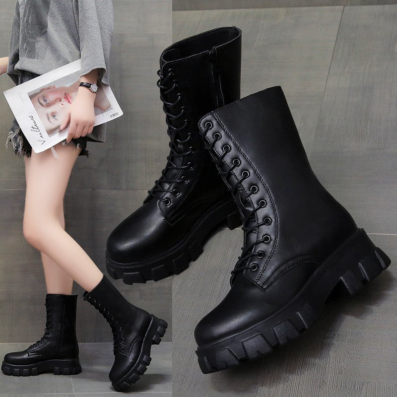 Side zip platform motorcycle booties