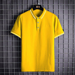 Camisa Polo de Trigo Masculina Business Simplicity Gentleman Britânica Manga Curta Lapela Camiseta Polo Camisa Masculina Verão