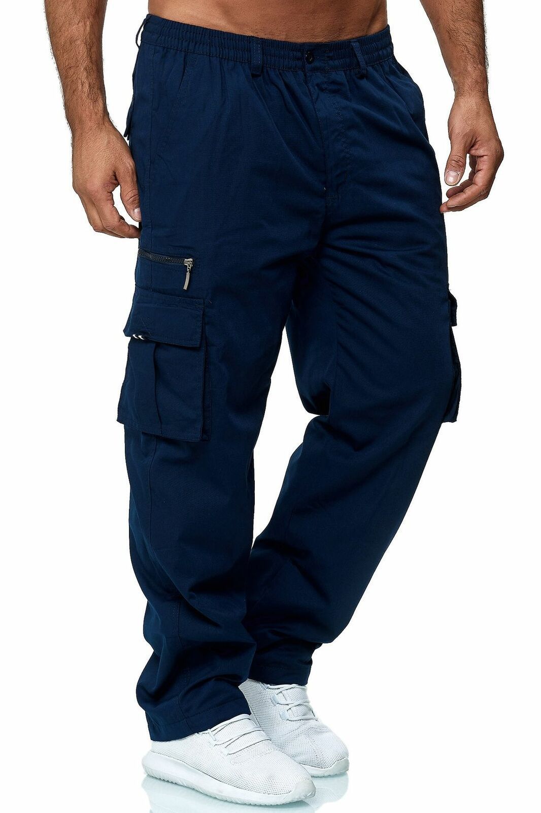 Pantalones cargo rectos holgados con múltiples bolsillos para hombre