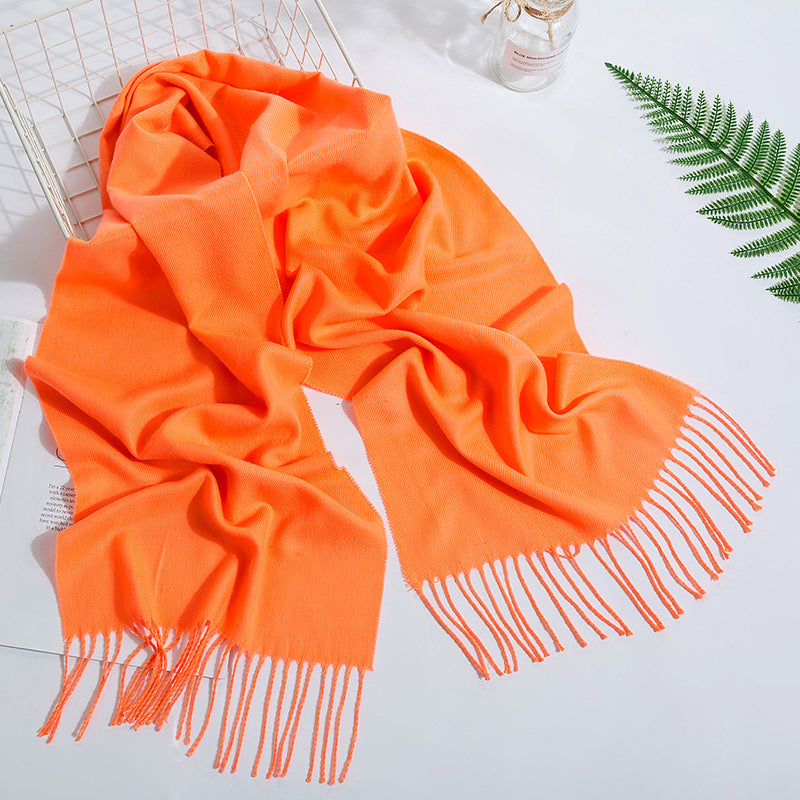 Men's And Women's Fashion Versatile Tassel Solid Color Scarf