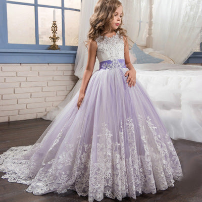 Europa e Estados Unidos novas roupas infantis vestido de noiva de renda infantil saia pettiskirt vestido de princesa vestido de florista meninas aniversário piano