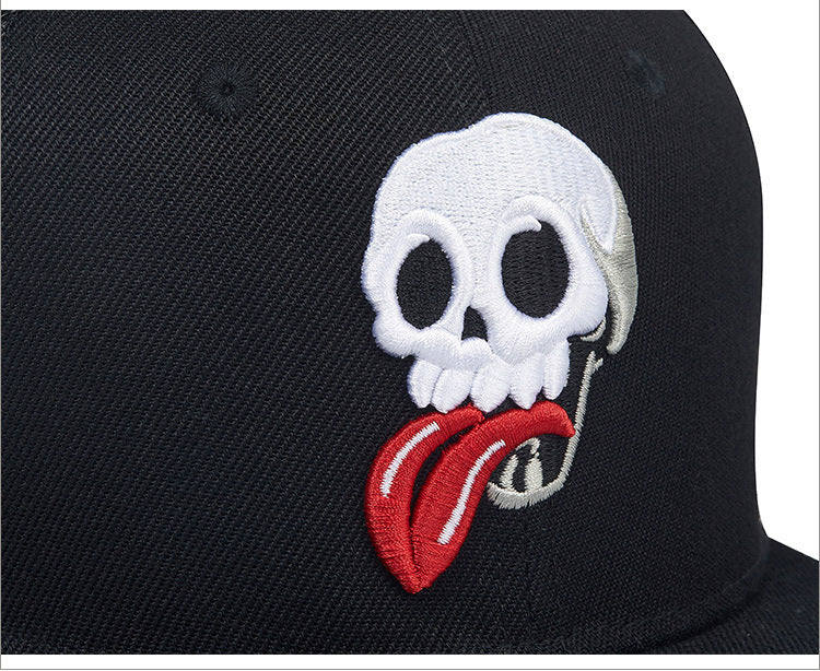 Gorra de poliéster con calavera bordada estilo hip hop