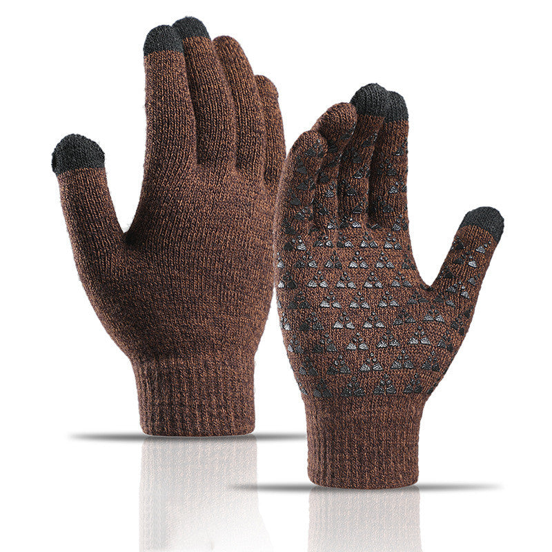 Winter Knitted Gloves For Men And Women Warm Cycling Anti-Cold Anti-Slip Triangular Offset Warm Gloves