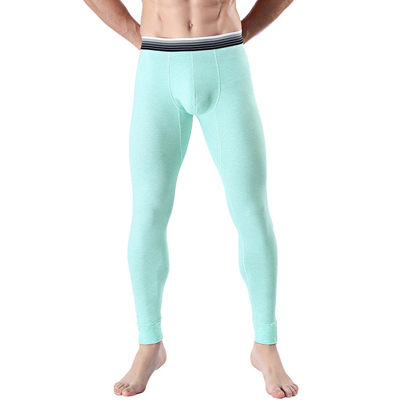 Calças masculinas curtas Long Johns com aquecimento, calças de algodão com contração da barriga e fundo fino