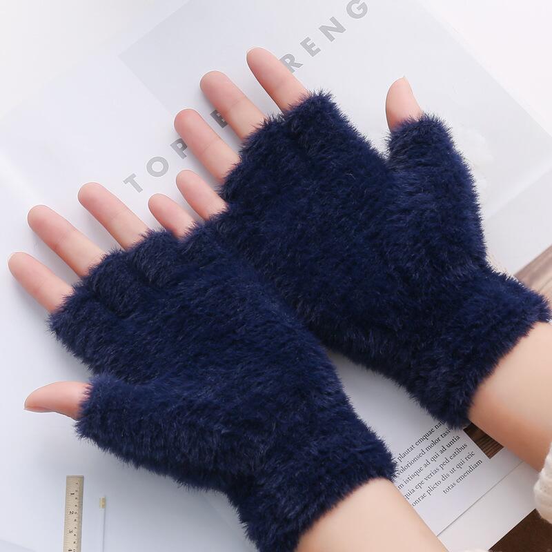 Coral Velvet Flip Half Finger Gloves