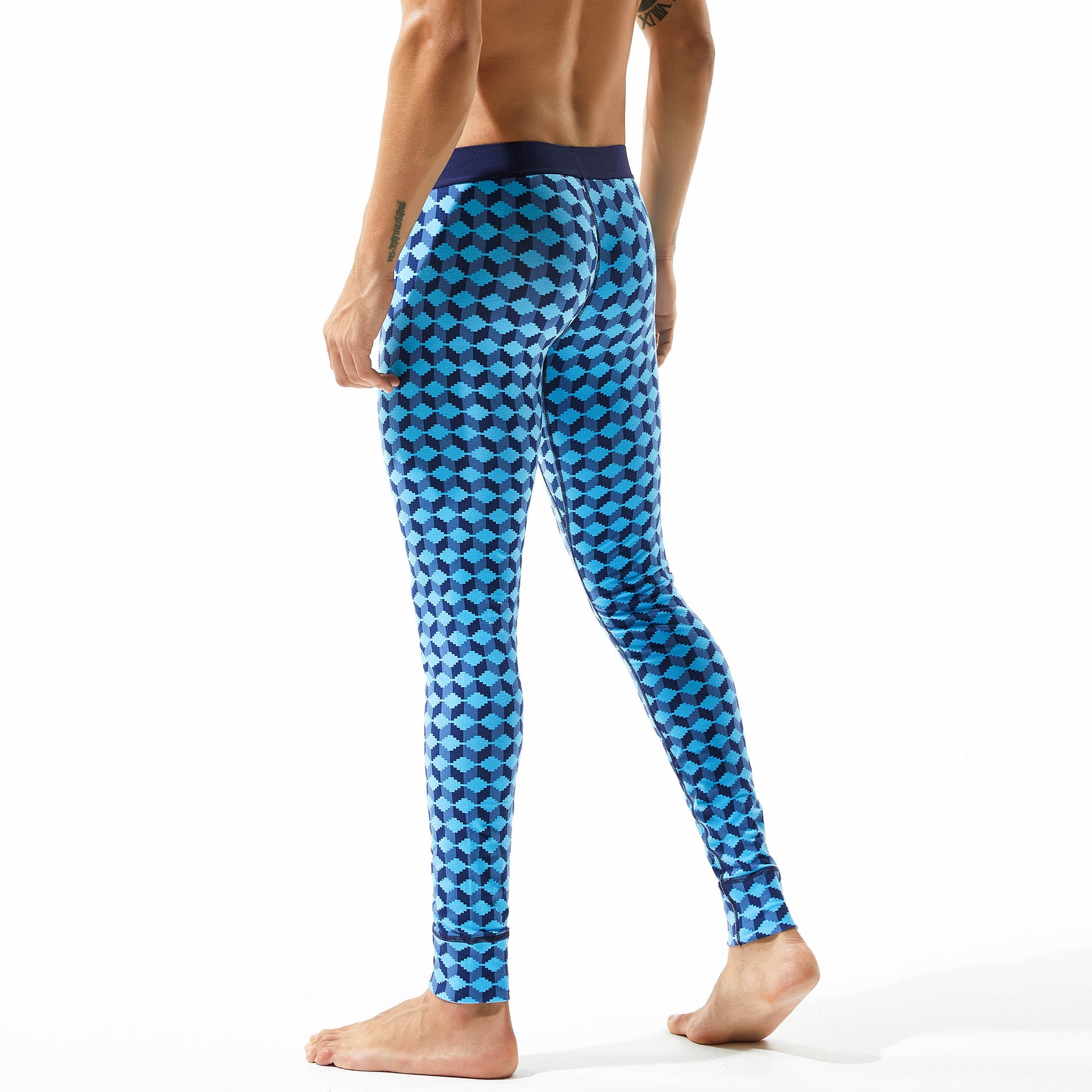 Calça térmica masculina de algodão respirável e elástica Long Johns