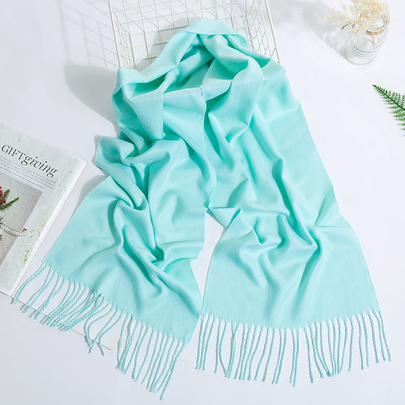 Men's And Women's Fashion Versatile Tassel Solid Color Scarf