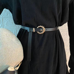 Dress Small Belt Ladies Fashion Woven Buckle Thin Belt