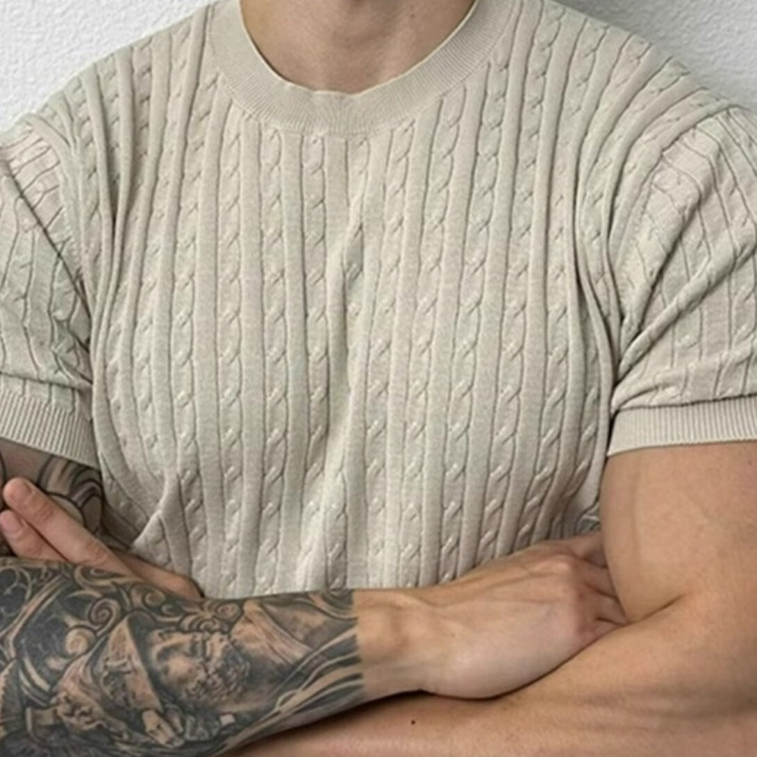 Camiseta de manga curta estilo japonês cor sólida torção para homens