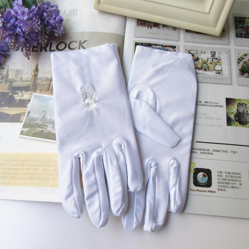 Etiquette embroidered high stretch thin gloves