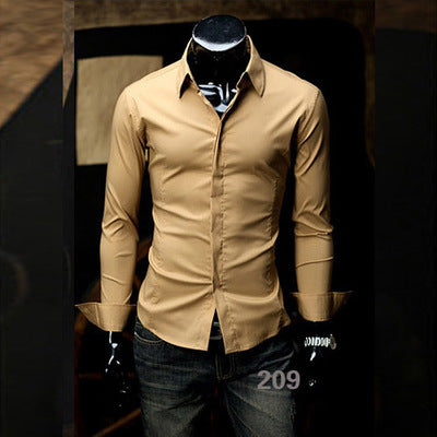 Camisa social masculina de manga comprida slim