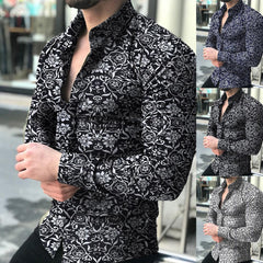 Moda Camisa Para Hombre de Vestir Mangas Largas Hojas de Arbol Ropa Fina Nuevo