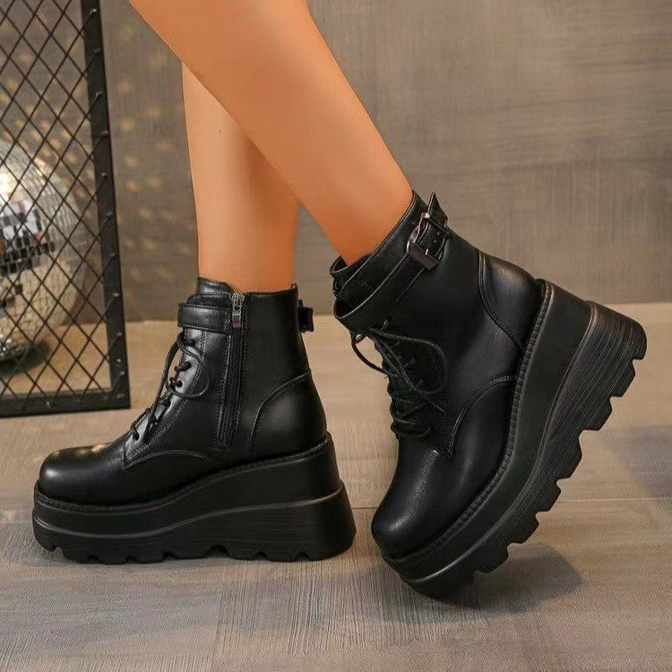 Cos Comic Show Boots Height Increasing 95cm Platform Platform Platform Plus Size 43 Wedge Black Slimming Martin Booties