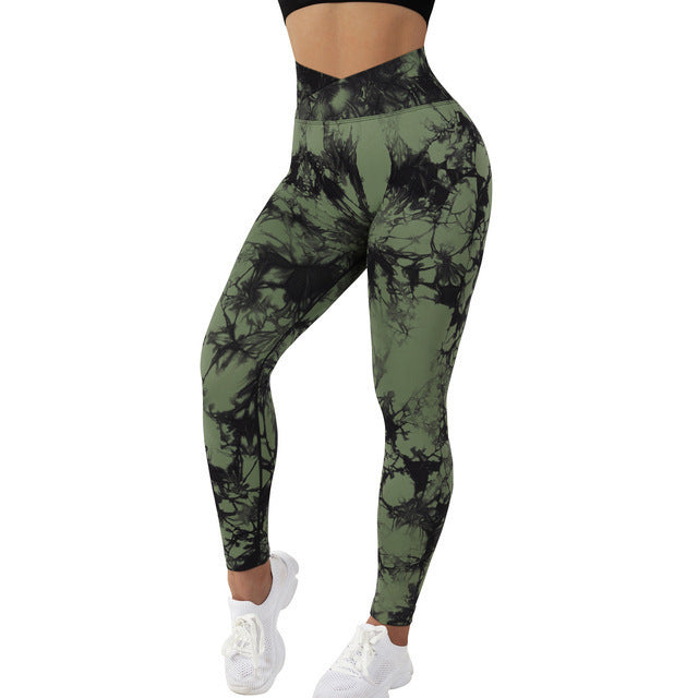 Leggings Tie Dye sem costura para mulheres, calças de ioga, push up, esportivas, fitness, corrida, academia