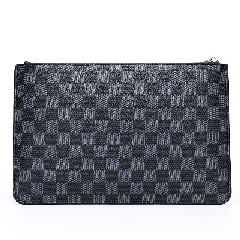 Men's Soft Pu Plaid Business Casual Clutch