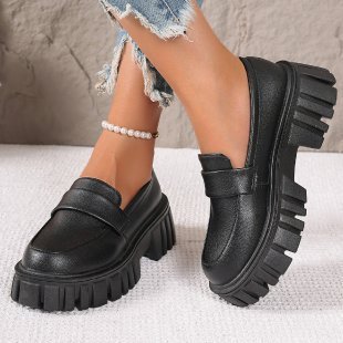 Sapatos de lazer plus size com plataforma de bolo de esponja e salto baixo