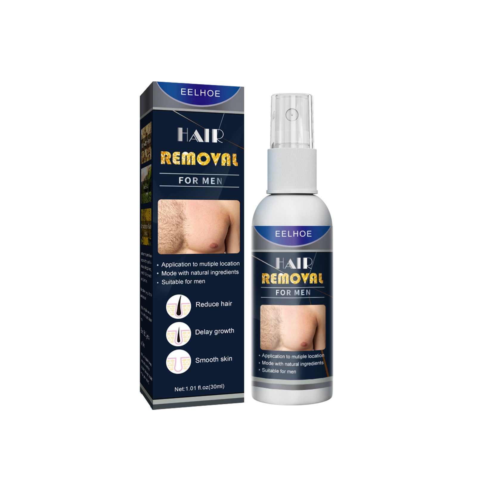 Spray depilatorio para hombres y mujeres con piernas peludas