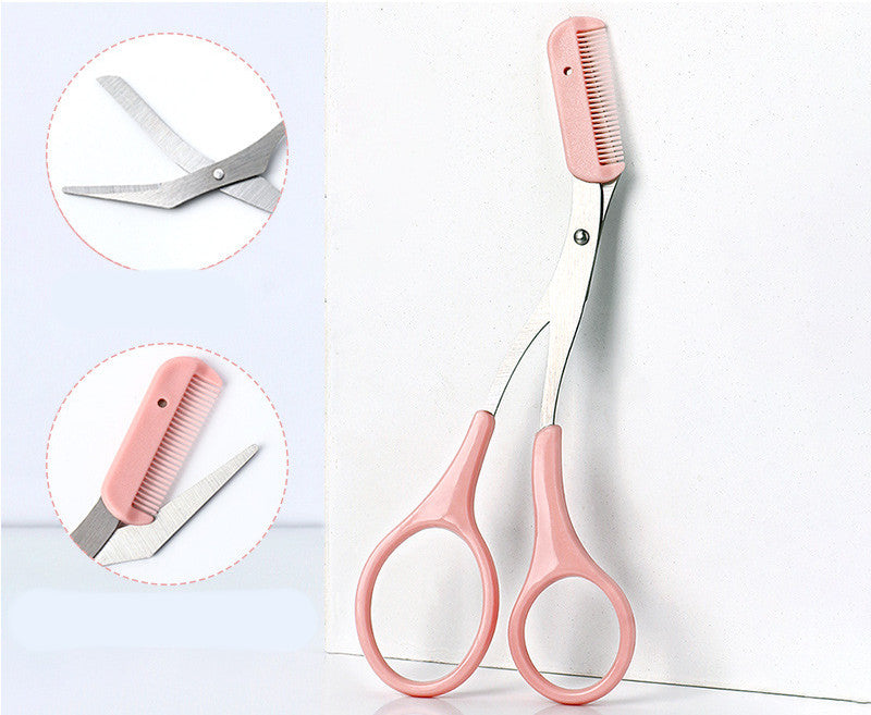 Cuchillo para recortar cejas con peine curvado en forma de luna, pequeños artículos de belleza