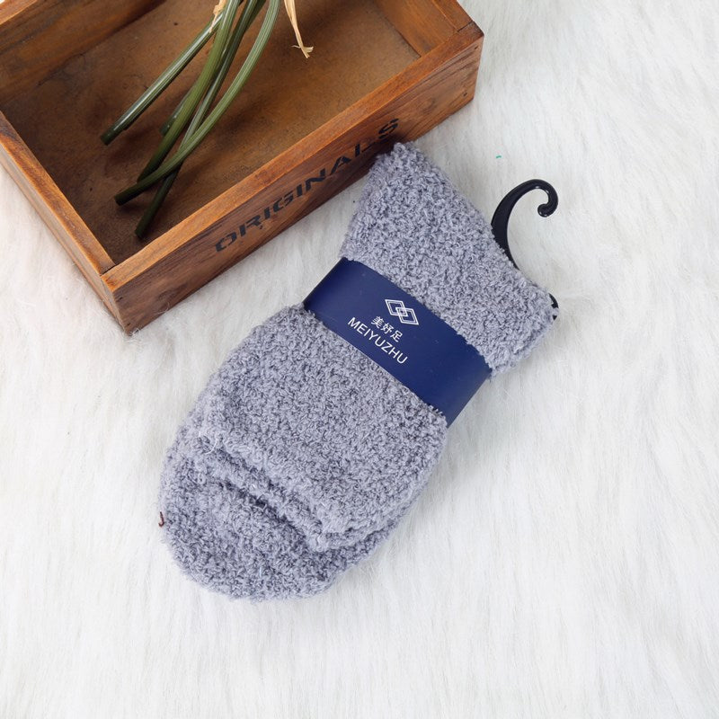 Men's Solid Color Thick Warm Coral Fleece Socks