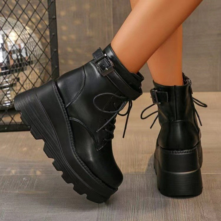 Cos Comic Show Boots Height Increasing 95cm Platform Platform Platform Plus Size 43 Wedge Black Slimming Martin Booties