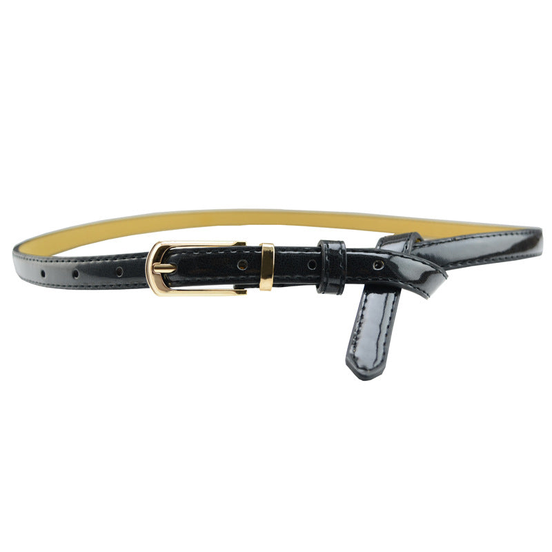 Candy Color Pin Buckle Ladies Patent Leather Pu Belt