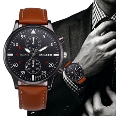 Relojes de pulsera de cuero de diseño retro para hombre, relojes de pulsera de cuarzo analógicos de marca superior, reloj deportivo para hombre 2021 