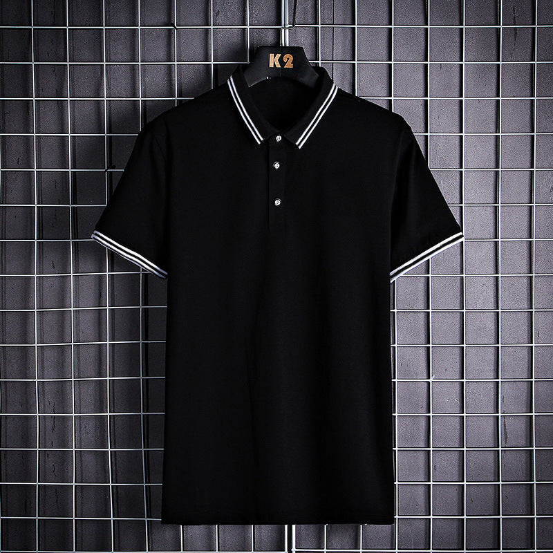 Camisa Polo de Trigo Masculina Business Simplicity Gentleman Britânica Manga Curta Lapela Camiseta Polo Camisa Masculina Verão