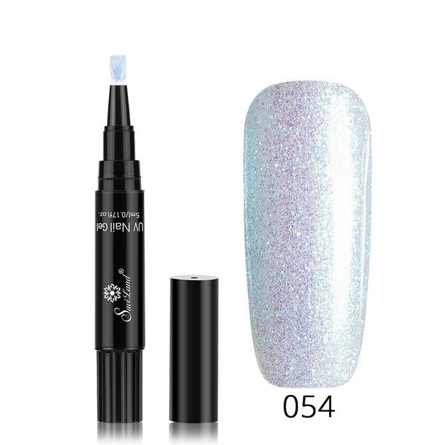 3 em 1 Gel Nail Verniz Caneta Glitter One Step Nail Art Gel Polonês Híbrido