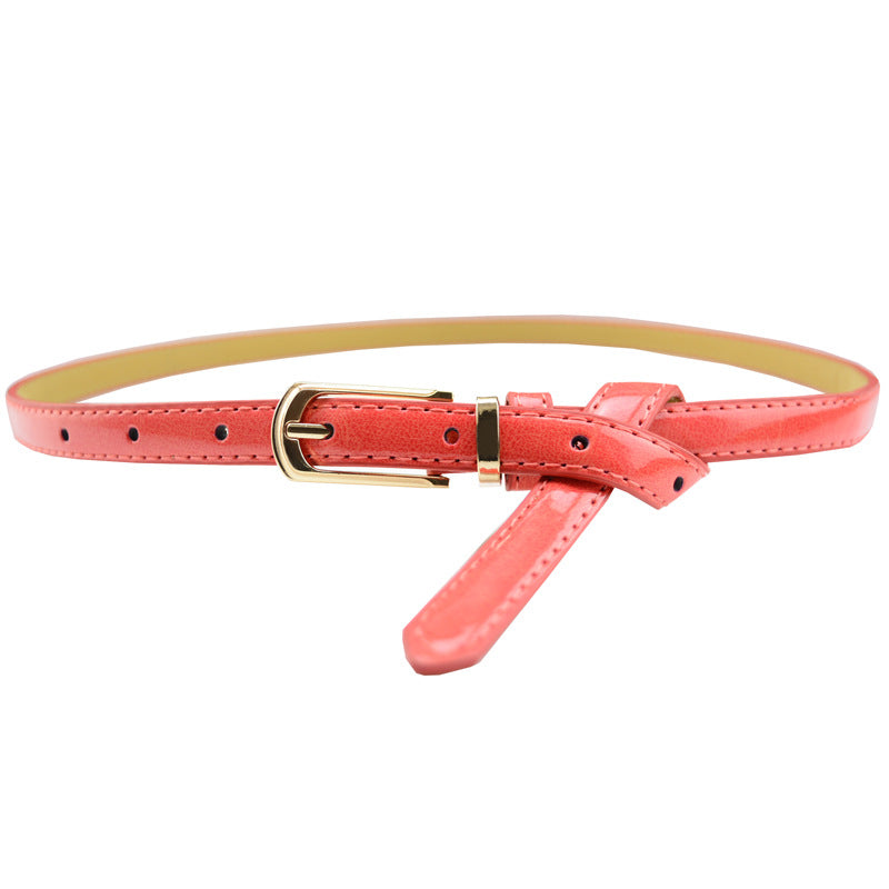 Candy Color Pin Buckle Ladies Patent Leather Pu Belt