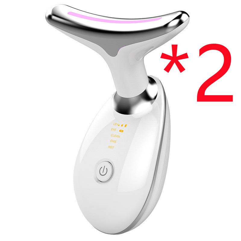 Masajeador térmico EMS para reafirmar y tensar el cuello, dispositivo eléctrico de belleza facial con fotones LED y microcorriente para eliminar arrugas para mujer