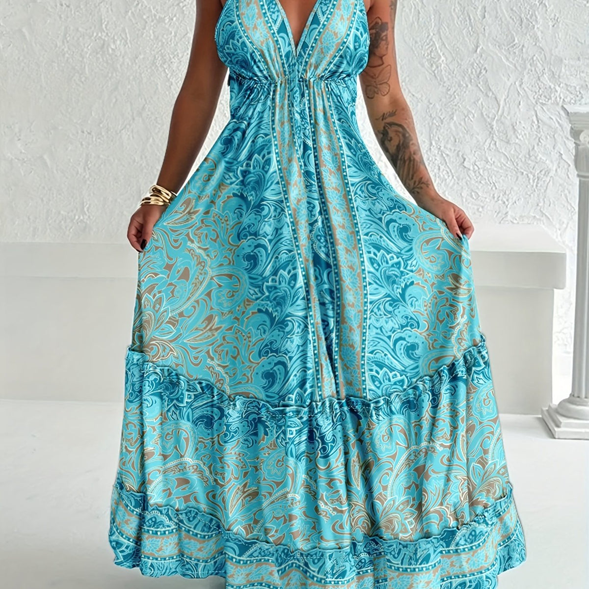 Vibrant blue floral maxi dress – breezy, bold, and perfect for spring and summer