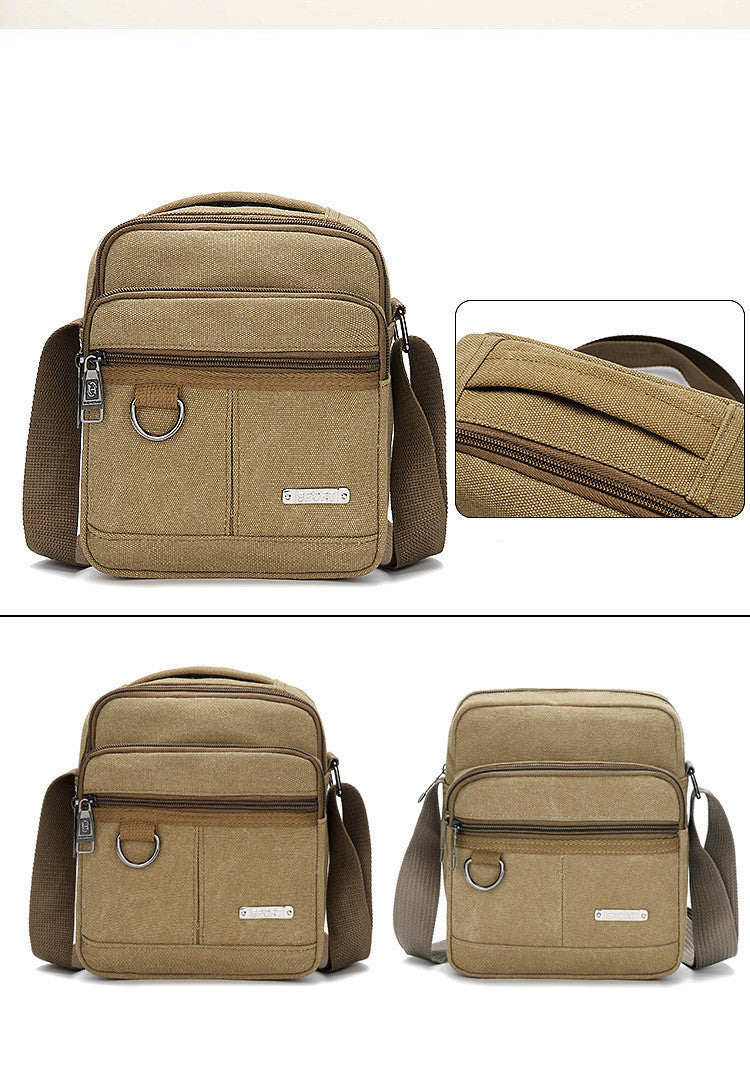 Casual Men's One-shoulder Messenger Multi-layer Canvas Bag