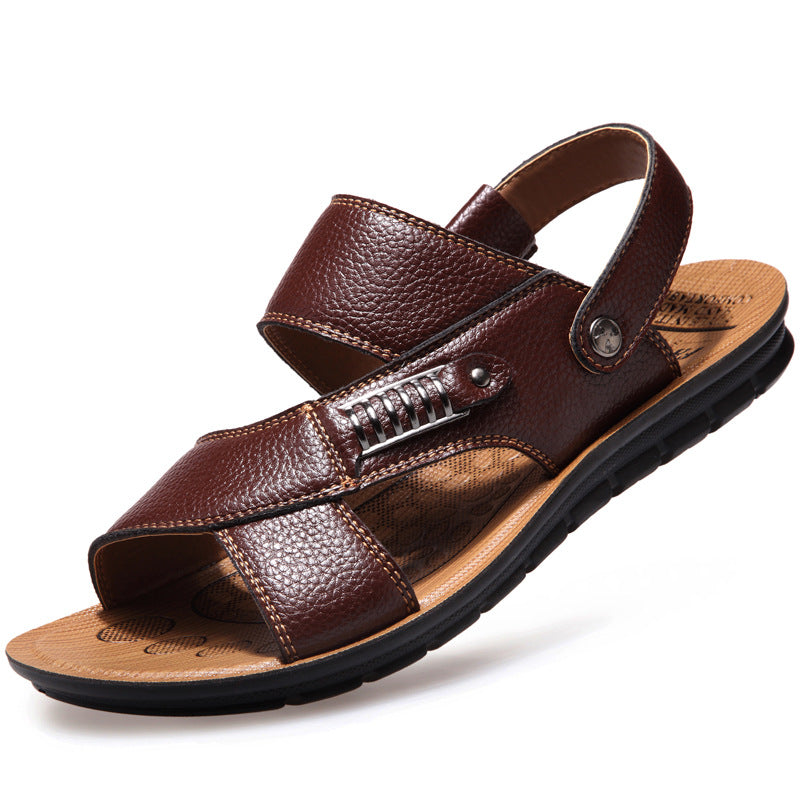 Men's sandals leather beach shoes