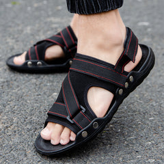 Sandálias Romanas Casuais Masculinas Sapatos de Velcro com Tira