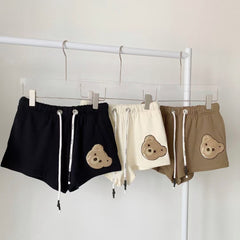 Pantalones anchos con bonitos osos bordados en toalla