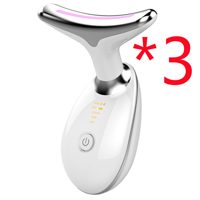 Masajeador térmico EMS para reafirmar y tensar el cuello, dispositivo eléctrico de belleza facial con fotones LED y microcorriente para eliminar arrugas para mujer