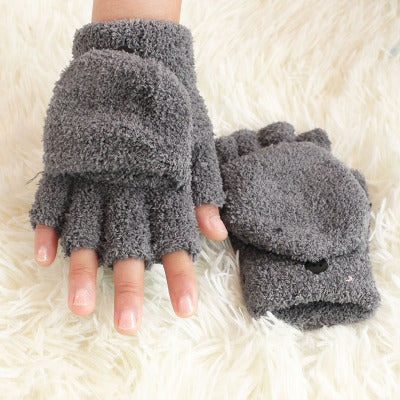 Coral Velvet Flip Half Finger Gloves