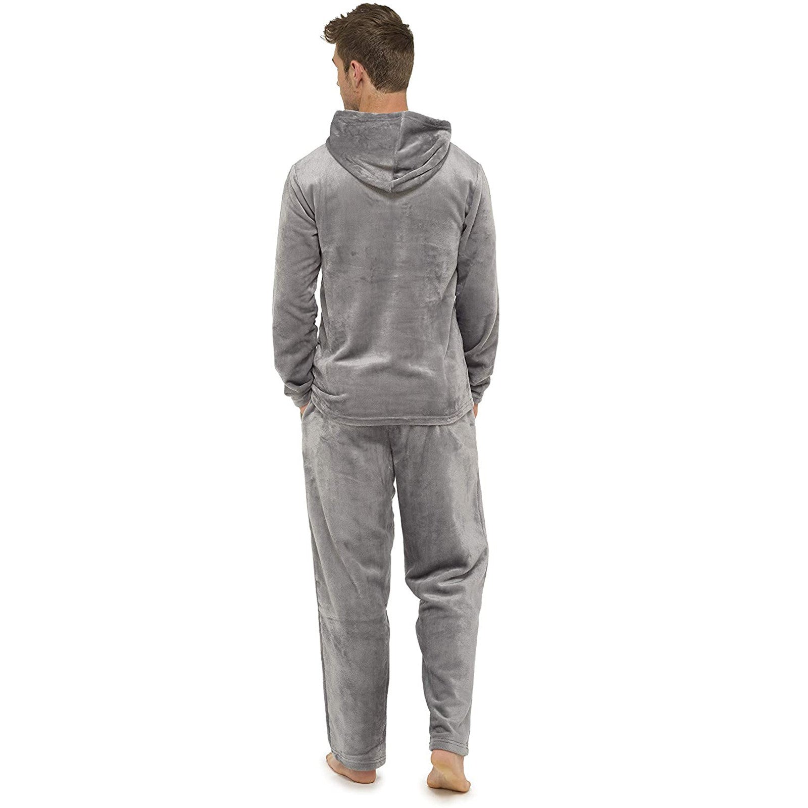 Pijama de hombre de franela gris sencillo para el hogar