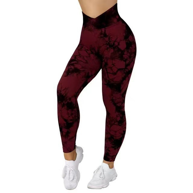 Leggings Tie Dye sem costura para mulheres, calças de ioga, push up, esportivas, fitness, corrida, academia