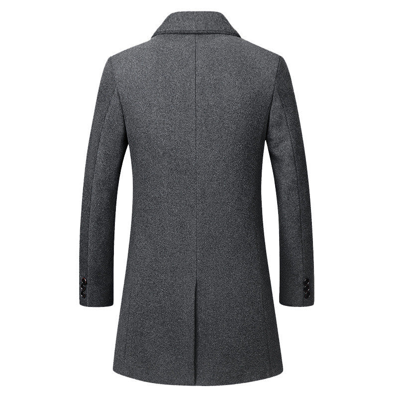 Casaco longo masculino de lã, trench coat 